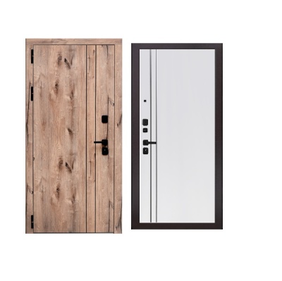 Дверь входная металлическая Дверьберг Вертикаль WOOD/велютто бьянко К7. Фото в интернет-магазине Большой