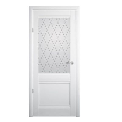 Дверь межкомнатная. Коллекция Империя, модель "Рим"(стекло мателюкс), Vinyl. Цвет белый. Фото в интернет-магазине Большой